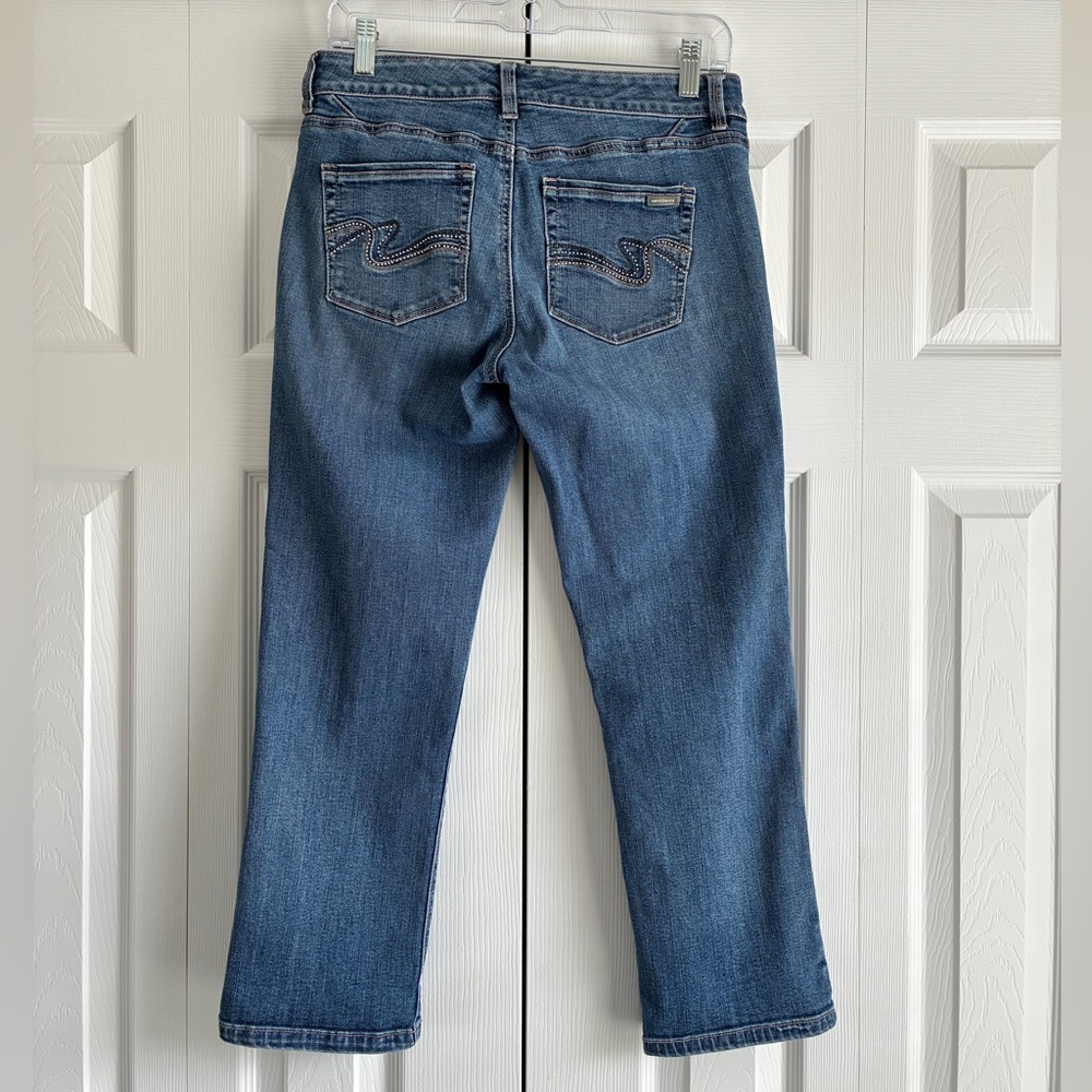 White House Black Market Blanc Crop Jeans 4 Blue Straight Leg Denim WHBM Casual - Picture 9 of 16